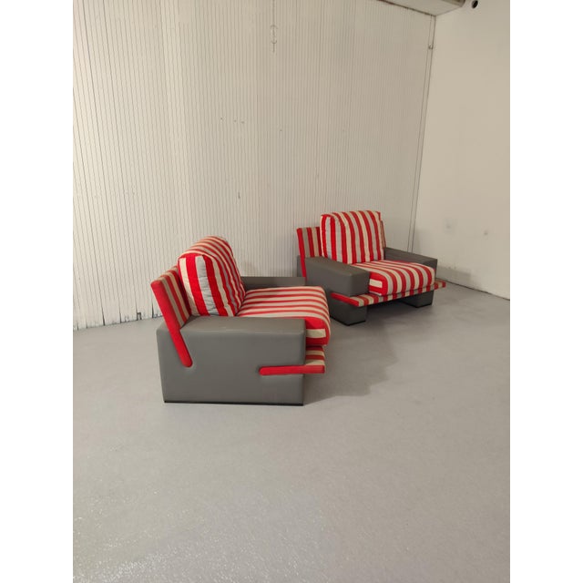 Mid-Century Modern Vintage Armchairs in Fabric and Wood, 1970s, Set of 2 For Sale - Image 3 of 11