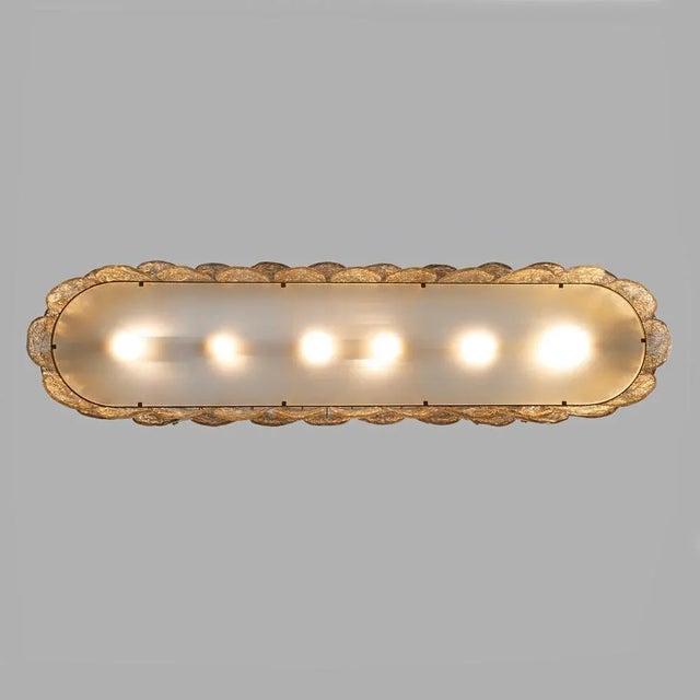 Metal Mid-Century Style Italian Modern Brass and Murano Glass Chandelier, 1990s For Sale - Image 7 of 9