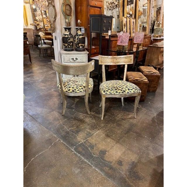 1940s Pair of Italian Silver Giltwood Chairs For Sale - Image 5 of 5