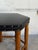 Black Leather Hexagonal Ottoman With Wooden Legs Danish Mid-Century Modern 1970s For Sale - Image 4 of 9