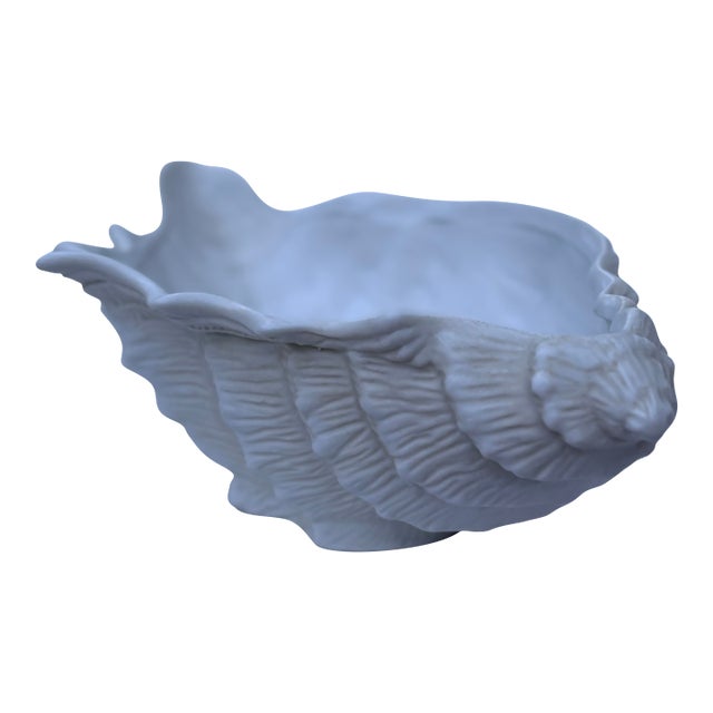 Trompe-L’oeil White Conch Shell Porcelain Bowl/Planter For Sale
