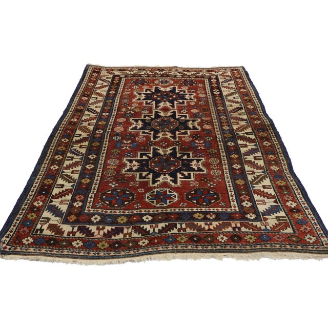 Tribal Antique Caucasian Shirvan Rug - 03'05 X 04'09 For Sale - Image 3 of 9