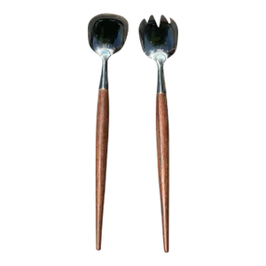 Mid Century Teak and Stainless Steel Salad Servers- a Pair