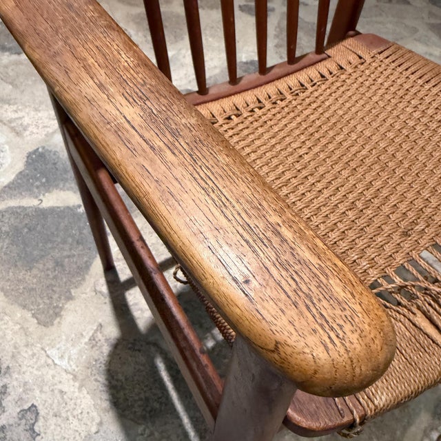 Attr Arne Vodder Solid Wood Frame Curved Spindle Backrest Woven Paper Cord For Sale - Image 9 of 15