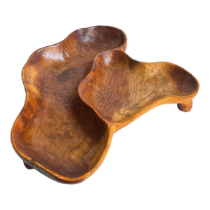 Carved Wood Tray Large Handmade Organic Freeform Large Decorative Bowl