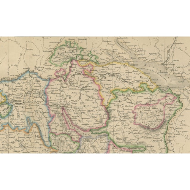 Mid 19th Century Antique Map of Switzerland from Blackie & Son, 1860s For Sale - Image 5 of 11