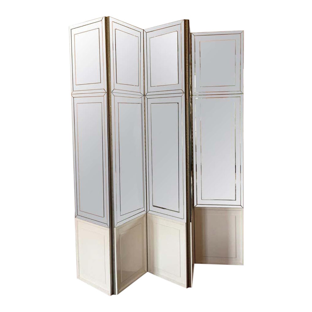 Vintage Modern Mirrored Folding Screen Room Divider Chairish