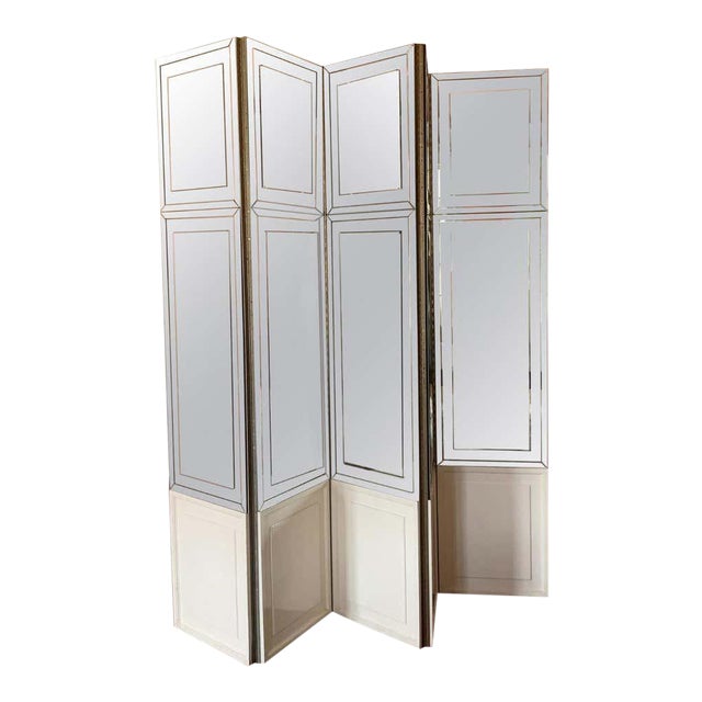 Vintage Modern Mirrored Folding Screen Room Divider Chairish