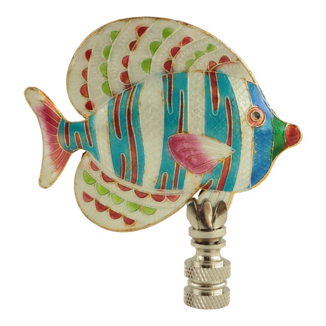 Striped Blue & White Angelfish Lamp Finial For Sale