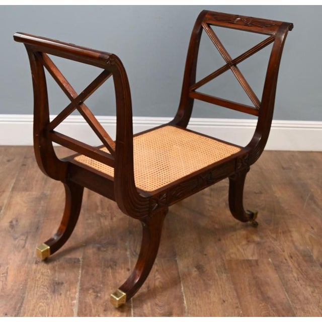 Hollywood Regency Regency Window Seat Stool in Mahogany, 1930 For Sale - Image 3 of 5