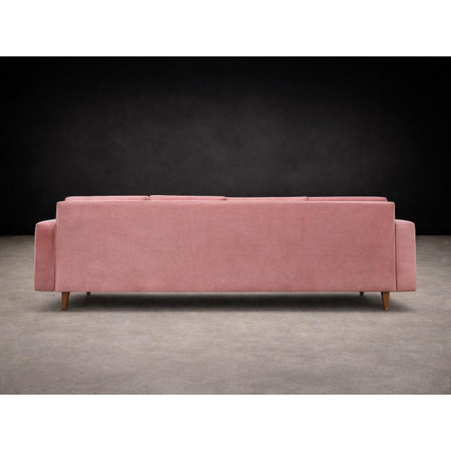 “Rectangular” Four-Seat Sofa in Hardwood & Antique Rose Velvet by Joaquim Tenreiro, Brazil, 1950s - Lot 501 For Sale - Image 10 of 14
