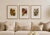 Elegant set of three framed botanical prints by Lauren Galleries, each featuring a different floral composition in a...