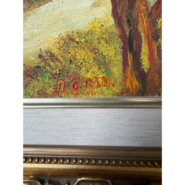 1970s Vintage Impressionist Autumn Landscape Oil on Masonite Board – Framed For Sale - Image 9 of 14