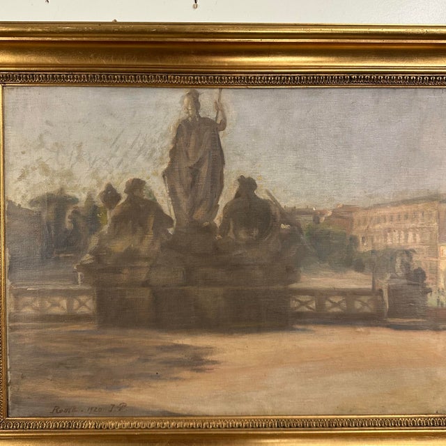 Julius Paulsen Framed Oil in Canvas Painting “Roma 1920” by Julius Paulsen For Sale - Image 4 of 12