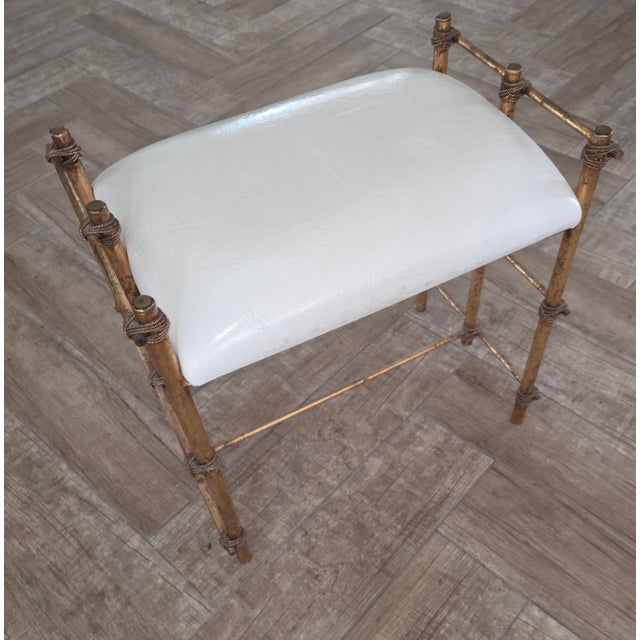 1970s Maitland Smith Gilt Metal Bench For Sale - Image 5 of 12