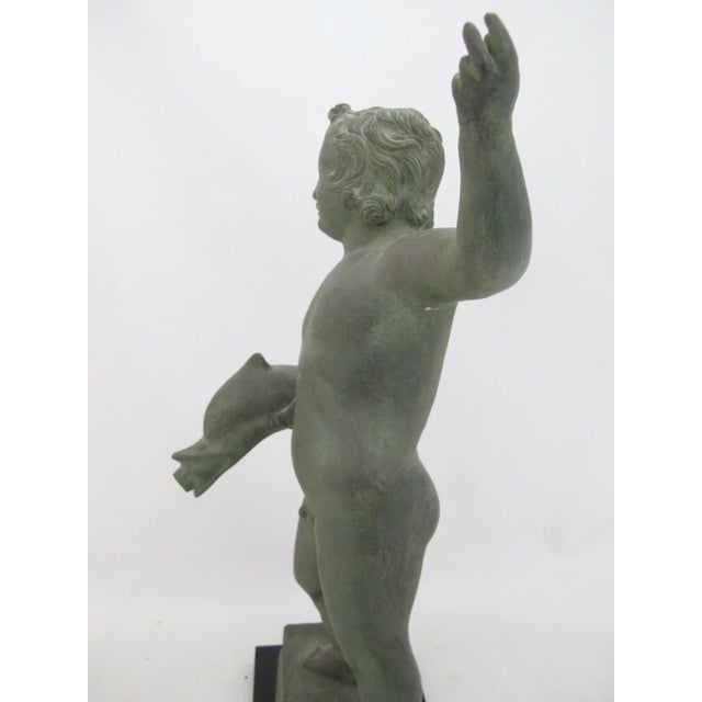 Cherub Putto With Dolphin Amr Pompeii Fountain Replica Composite Statue For Sale - Image 11 of 13