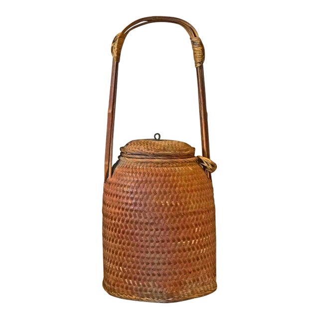 Late 19th Century Antique Chinese Storage Basket For Sale