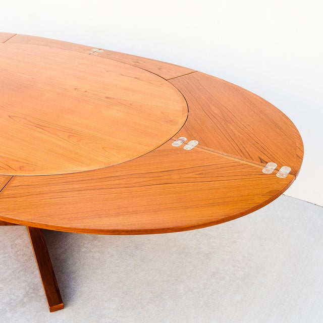 1960s Iconic Dyrlund Lotus Flip-Flap Oval Dining Table in Teak, Danish Mid Century Modern For Sale - Image 14 of 18