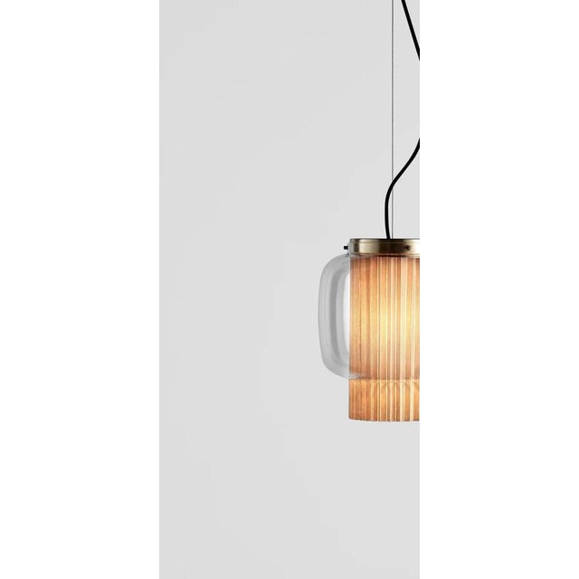 Metal Manila T Pe Beige Textile Suspension Lamp by Sebastian Herkner for Parachilna For Sale - Image 7 of 15