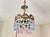 Vintage Brass Crown Chandelier With Hand-Painted Pink and Ice Blue Crystal Prisms For Sale - Image 6 of 17