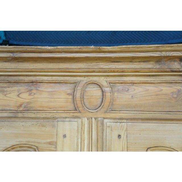 Antique 19th C. French Provincial Louis XV Pine Wardrobe Armoire Media Cabinet For Sale - Image 16 of 17