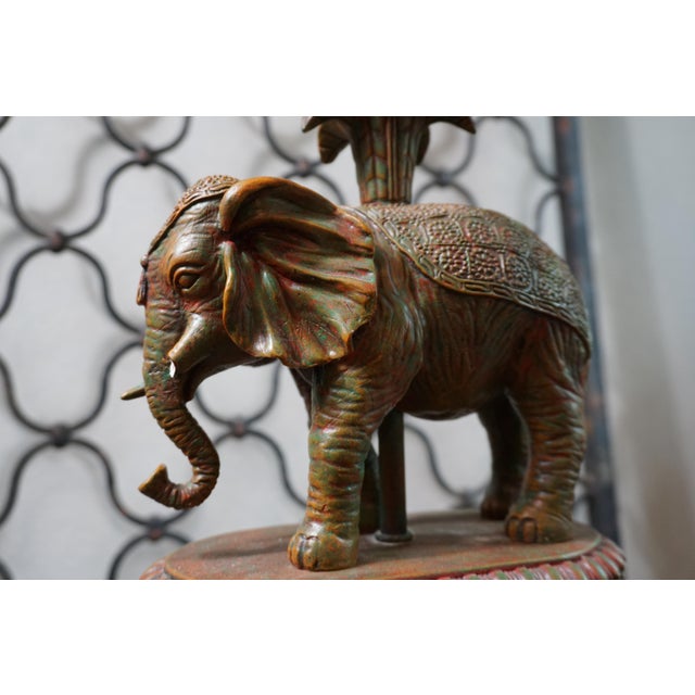 Figurative Vintage Asian Elephant Sculptural Table Lamp For Sale - Image 3 of 8