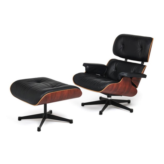 1950s Set of Model 670 Lounge Chair and Model 671 Ottoman by Charles and Ray Eames Mobilier International Edition, 1956 For Sale - Image 5 of 5