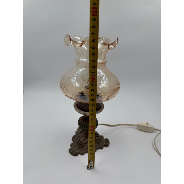 Table Lamp with Cast Brass Base and Glass Shade For Sale - Image 15 of 16