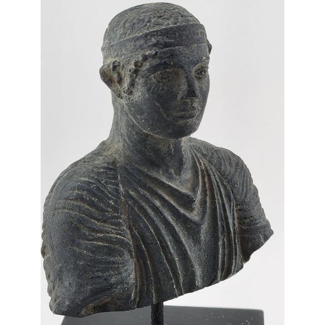 Black Vintage Miniature Charioteer from Delphi Sculpture Bust. For Sale - Image 8 of 11