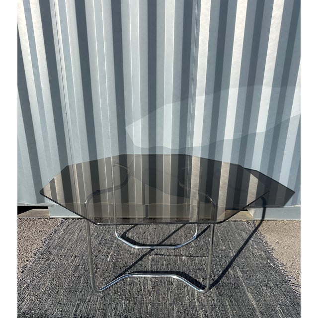Vintage Table in Glass and Metal, 1970 For Sale - Image 10 of 11
