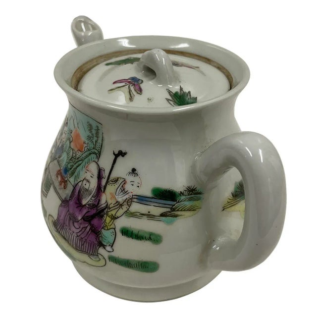 Antique Chinese Porcelain Tea Pot For Sale - Image 4 of 9