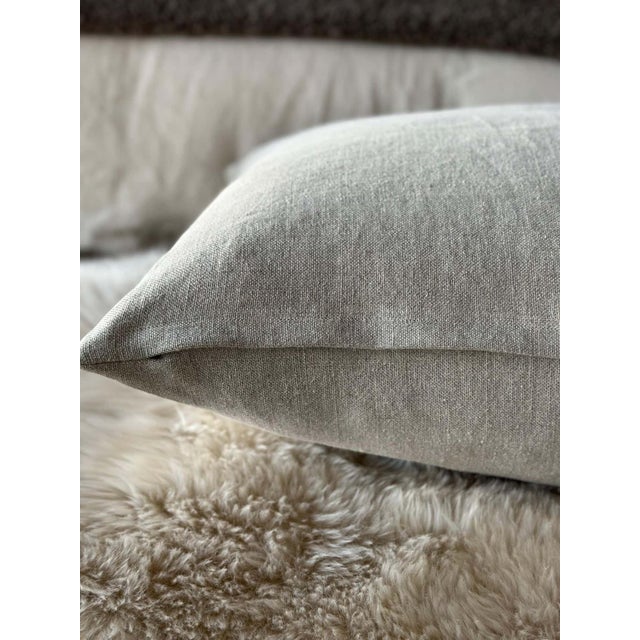 Belgian Linen Accent Pillow in Flax With Insert For Sale In Los Angeles - Image 6 of 6