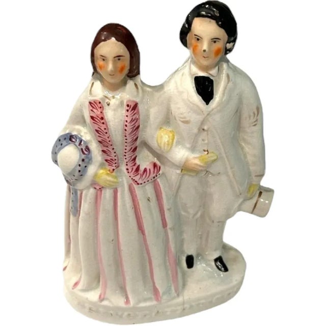 English Antique 19th Century English Staffordshire Figurine “The Prince & Princess” of Wales For Sale - Image 3 of 9