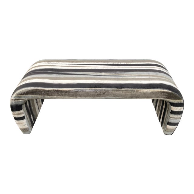 1980s Vintage Reupholstered Waterfall Bench Seat For Sale