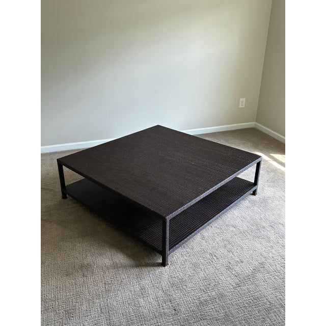 Contemporary McGuire Woven Rattan Square Coffee Table For Sale - Image 3 of 10
