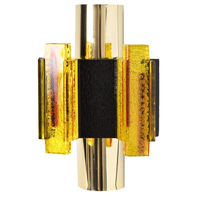 Danish Yellow Acrylic Wall Lamp by Claus Bolby for Cebo Industri, 1970s For Sale