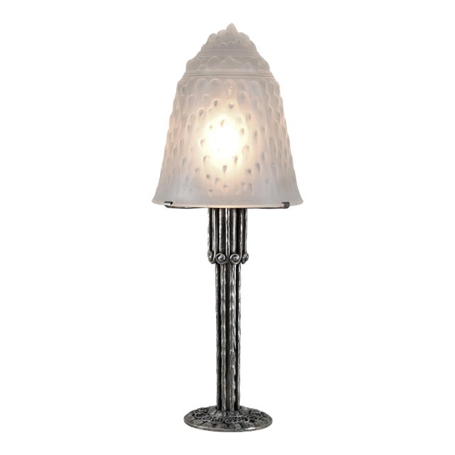 Large French Art Deco Table Lamp by Muller Freres 1920s France For Sale