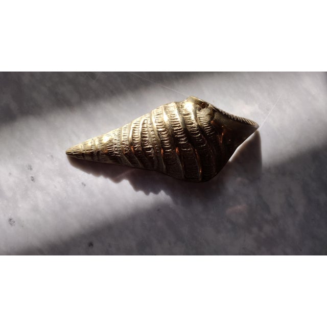 Vintage Brass Cone Sea Shell Wall Hanging For Sale - Image 4 of 8