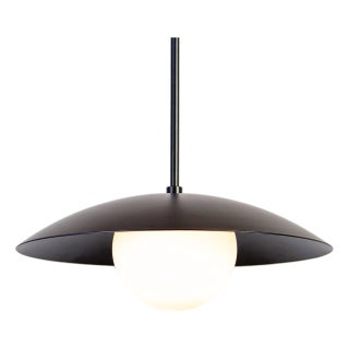 Dome Pendant Light, Black, 59.25in H, 5 Inch Glass Globe, by Research.Lighting, Modern, Minimal Hanging Light For Sale