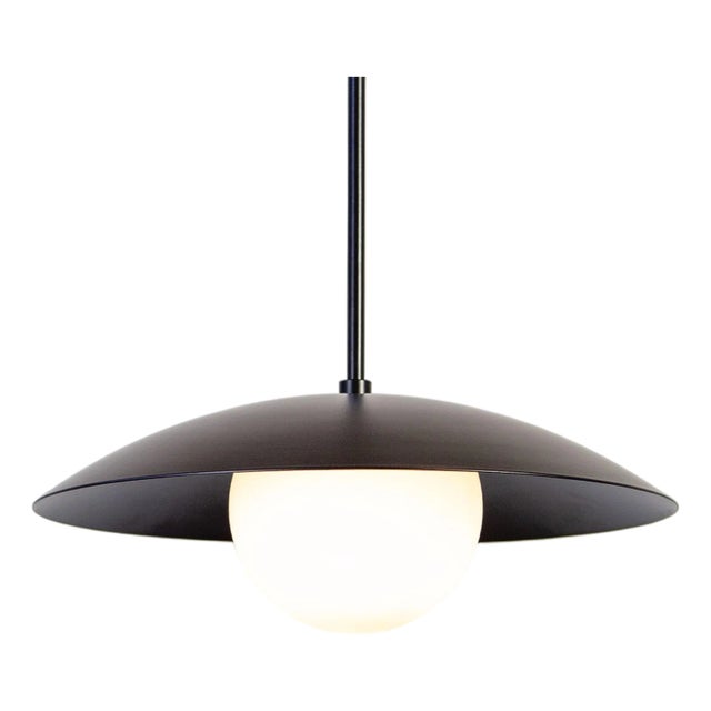 Dome Pendant Light, Black, 59.25in H, 5 Inch Glass Globe, by Research.Lighting, Modern, Minimal Hanging Light For Sale