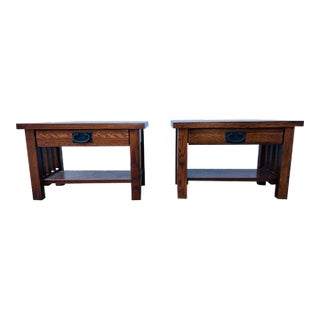 California Mission Style Low Single Drawer Night Stands a Pair For Sale