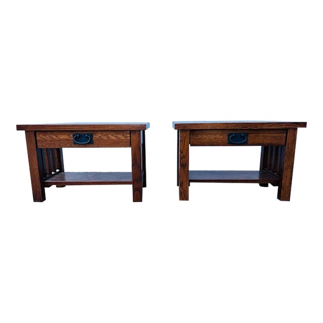 California Mission Style Low Single Drawer Night Stands a Pair For Sale