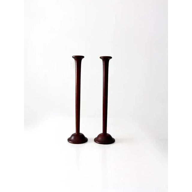 Wood Vintage Wooden Candleholders For Sale - Image 7 of 7