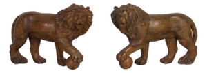Large Grand Tour Carved Medici Lions, 1830, Wood, Set of 2