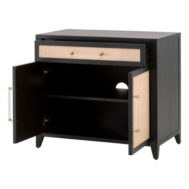 Wood Holland Rattan Media Chest, Brushed Black Acacia For Sale - Image 7 of 10