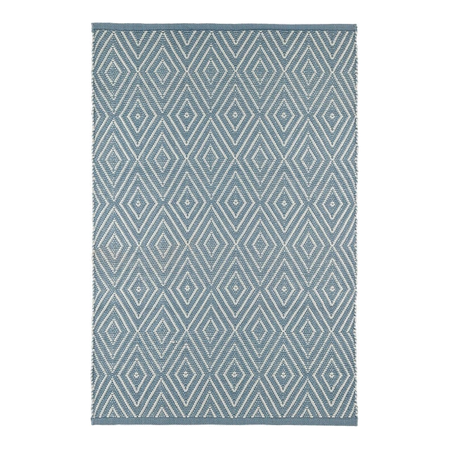 Dash & Albert by Annie Selke Diamond Slate/Light Blue Indoor/Outdoor Rug, 10' x 14' For Sale