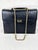 Traditional Vintage Chic De Paris Black Ostrich Embossed Leather Top Handle Portfolio Bag For Sale - Image 3 of 12