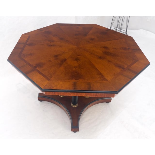 Late 20th Century Flame Mahogany Octagon Shape Two 18" Leaves Single Base Dining Table MINT! For Sale - Image 5 of 15