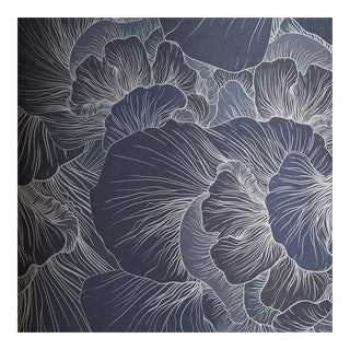 Venatian Royal Wallpaper in Navy by Cb2 For Sale