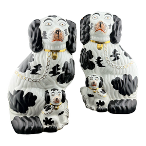 Large Staffordshire Spaniel Dog and Pup Figurines